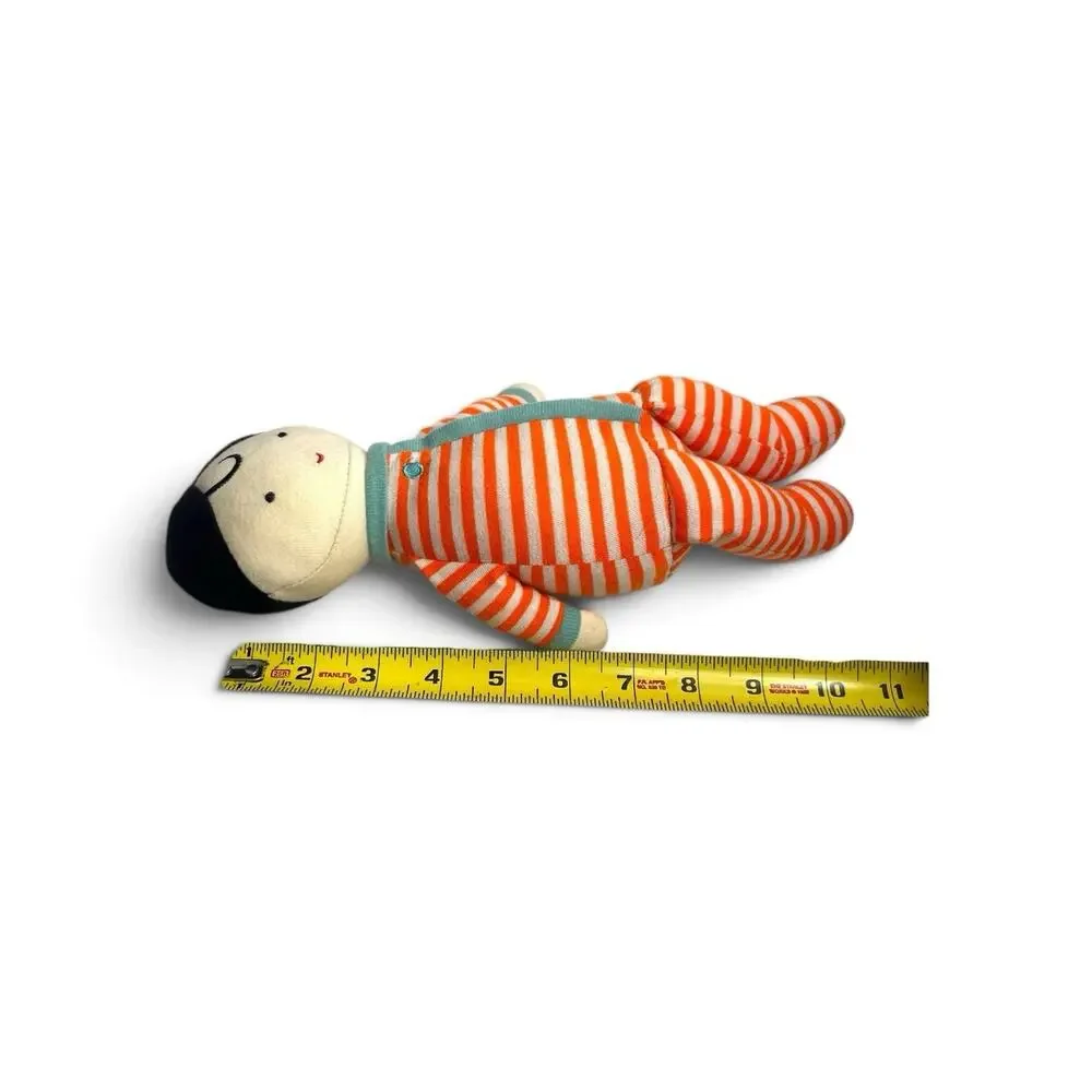 Orange Stripes Manhattan Toy Baby Bunny Doll Lovey Plush Rabbit Snuggle Sack